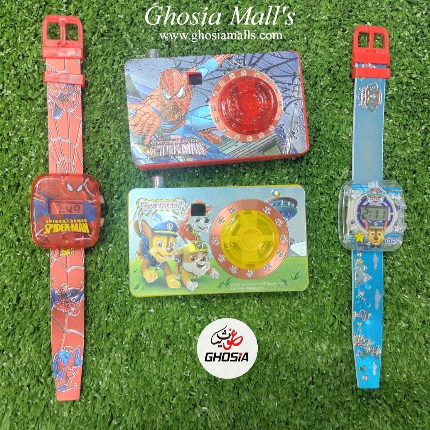 Cartoon Themed Toy Camera And Watch | Kids One Click Camera Toy And Soft Themed Wearable Wrist Watch With Digital Display | Colorful Shiny Carving Watch For Boys & Girls - 1593
