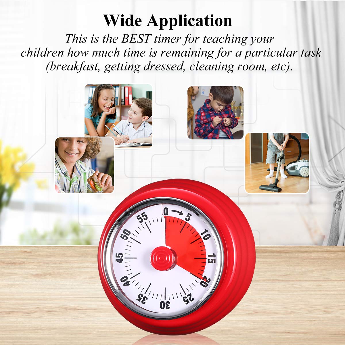 Round Mechanical Countdown Timer,Classroom Visual Timer,Kitchen Timer