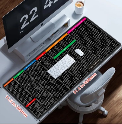 Keyboard Shortcut Mouse Pad, Office/Excel/Word/PPT Shortcuts Cheat Sheet Mat, Quick Key Super Large Anti-Slip Keyboard Pad wit Clear Shortcut Key Patterns(31.5 * 11.8in)| Shortcut Formula Non-Slip Office Keyboard Mat,Large Gaming Mouse Pad Desk Mat Office