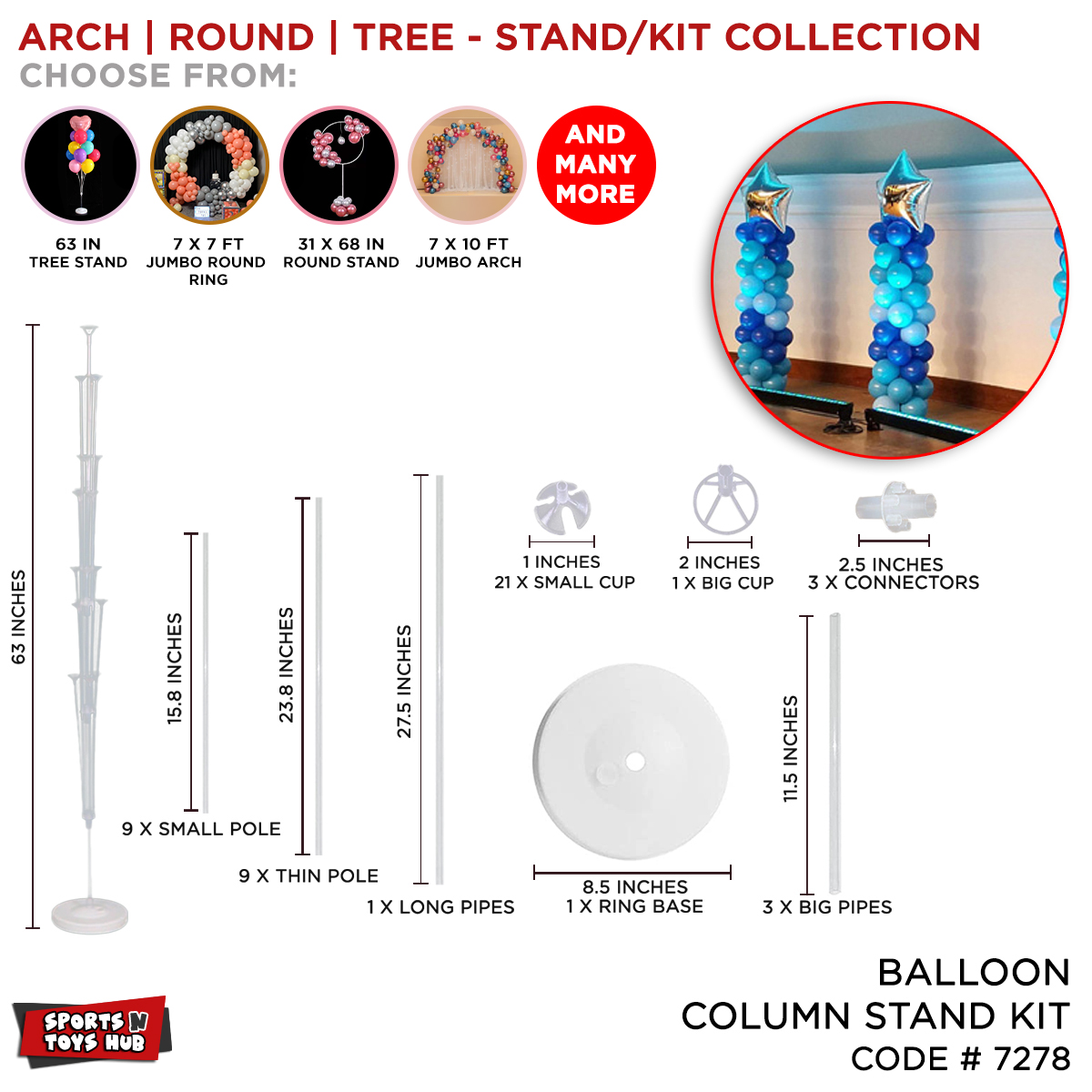 Balloon Stand Collection Set , Arch, Tree, Jumbo, Star & Heart Shape