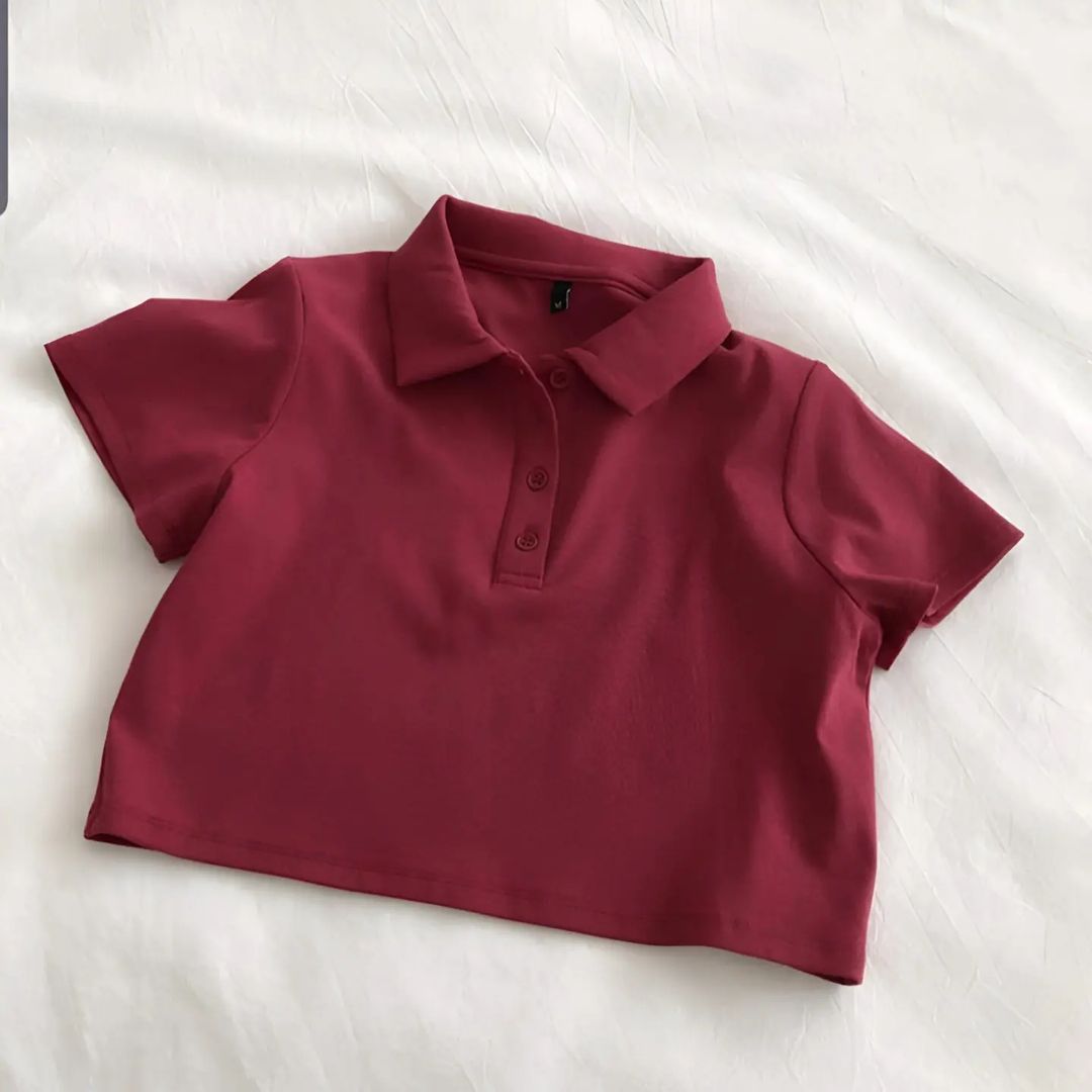 MI'TESORO Women's Short Sleeve Boxy Cropped Polo T-Shirt Polo Cropped T-Shirt - a timeless classic with a modern twist! for Girls/Women
