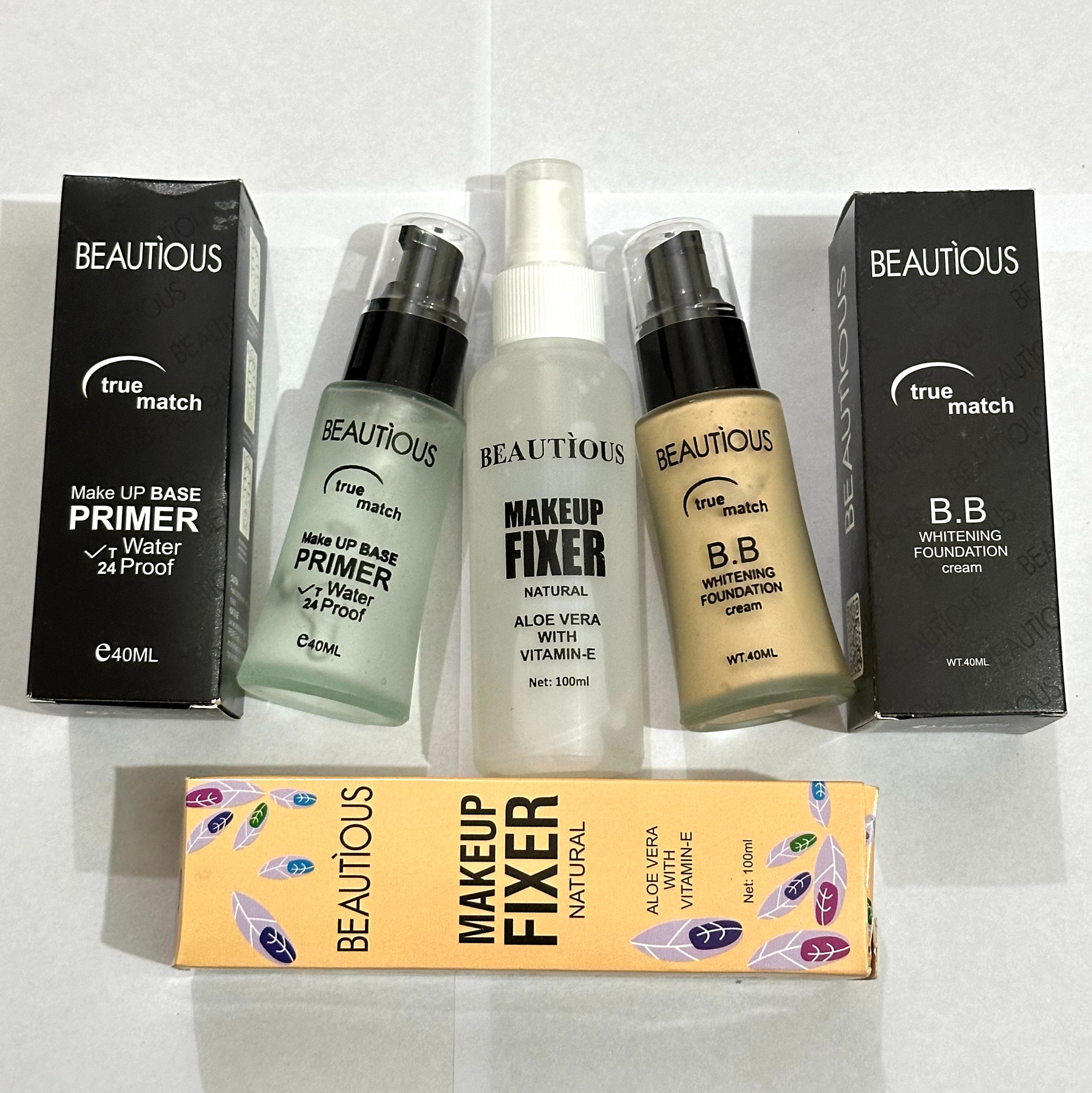 Beautious Deal Of 3 Makeup Base Primer, Matte Foundation Pump, Makeup Fixer Spray