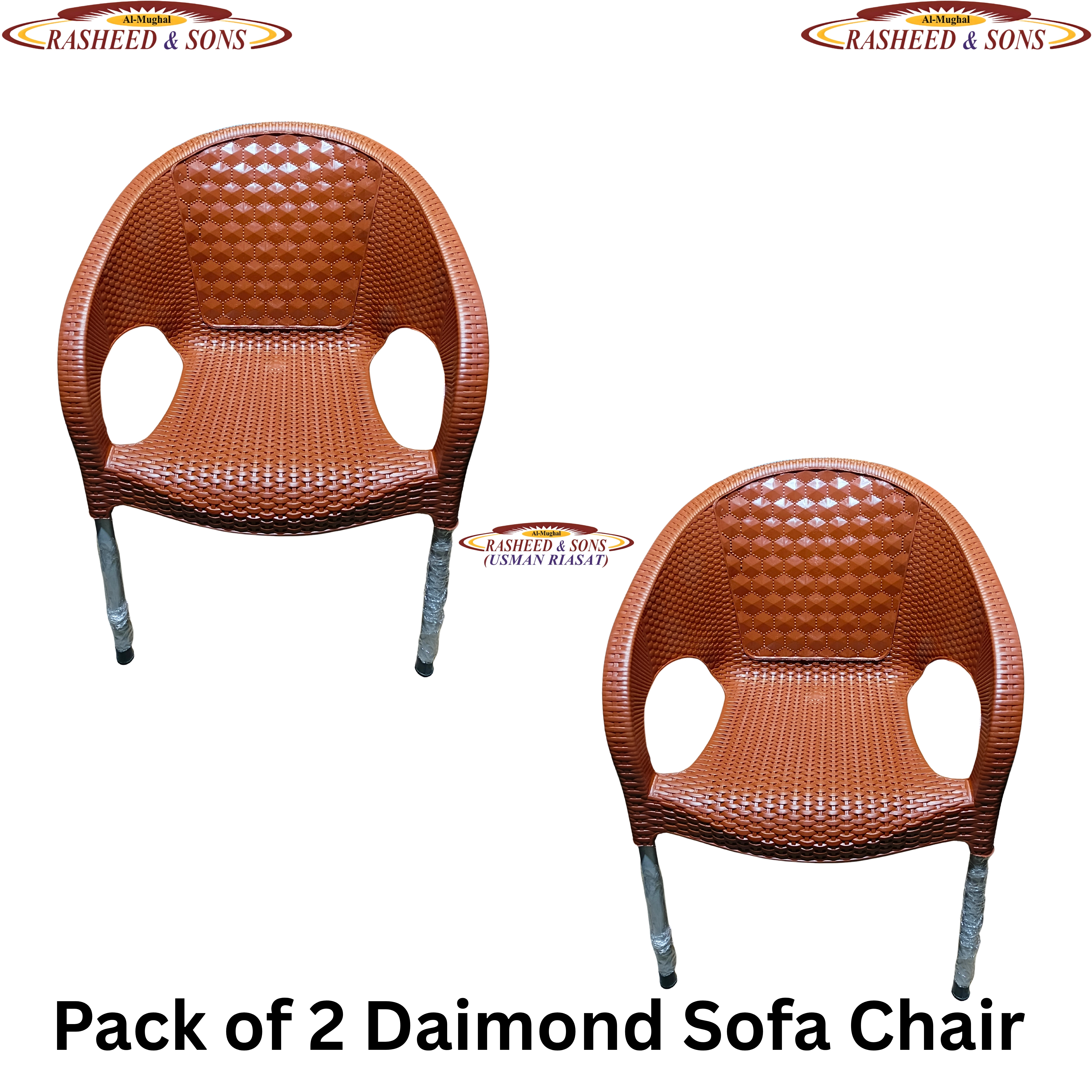 Plastic Chair Rattan Sofa Chair & Diamond Sofa Set – Brown & Dark Chocolate – Folding Table & Fix Table – Outdoor Garden Furniture – Rasheed & Sons Pakistan