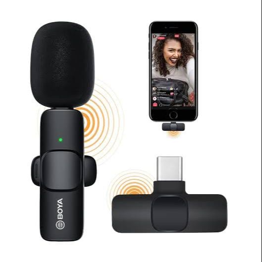 WIRELESS MIC K9 Dual Microphone Mic Plug & Play USB Type C Plug Wireless Lavalier Microphone | Mini Lapel Microphone Wireless Mic For Recording YouTube_Facebook_ Interview Auto Sync Noise Reduction NO APP or Bluetooth Needed- Dual Mic