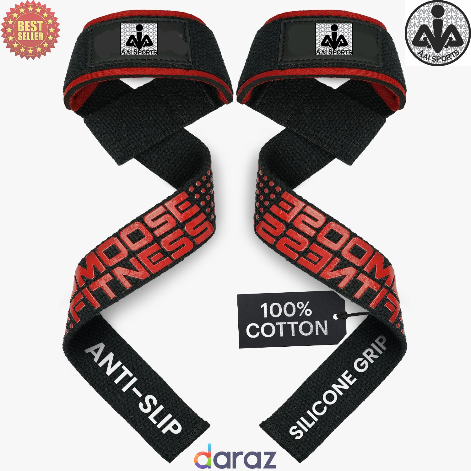 AAi Gym Wrist Strap Weightlifting Hand support | cotton Bar lifting strap24" Strong Cotton Weightlifting Wrist Straps To Support Grip and Lift Heavier - Ultimate Workout Deadlift Straps for weight lifting