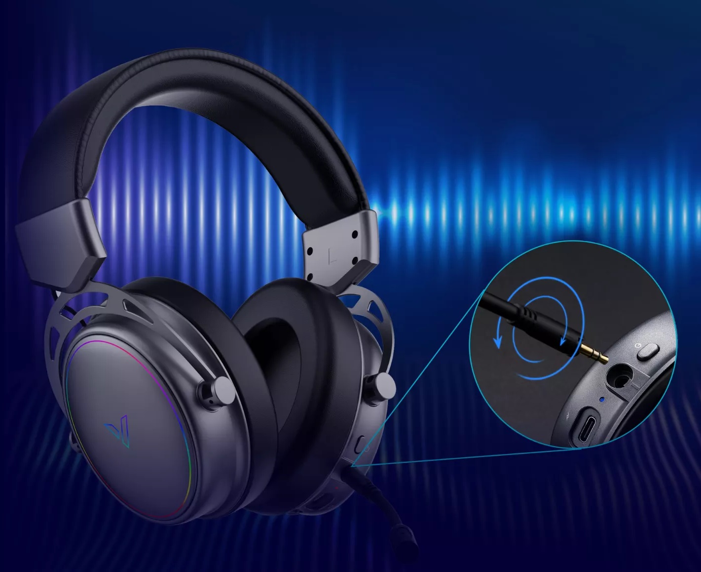 RAPOO VH800 Dual-Mode Wireless RGB Gaming Headset Black BT 5.2 & 2.4G Support Detachable Noise Reduction Microphone Up to 46 hours 17 0df9abc1281a6f6fdb4a0eba92cafb37