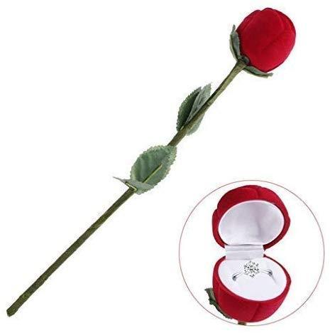 Red Rose Ring with Box for Wedding Valentines Engagement