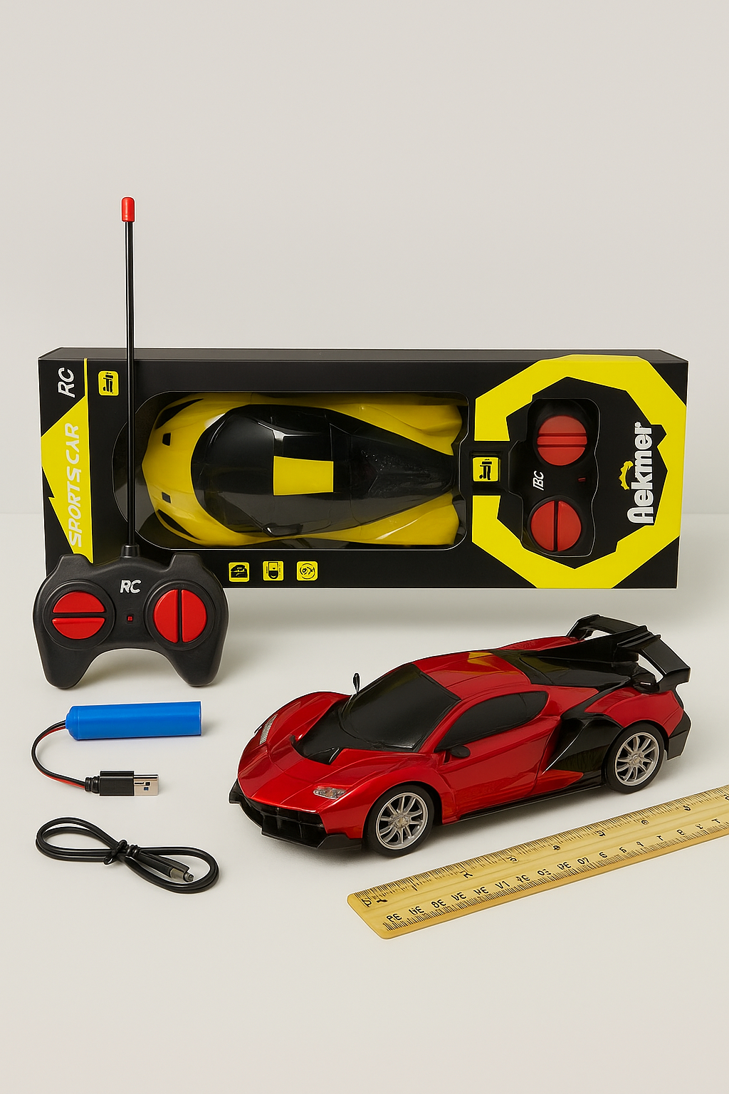 High Performance 1 20 Scale RC Sports Car with LED Headlights and Exhaust Simulation Rechargeable Battery USB Charging Cable Smooth Control Fast Response 2.4GHz Remote Control Toy for Kids 6 to 8 Years