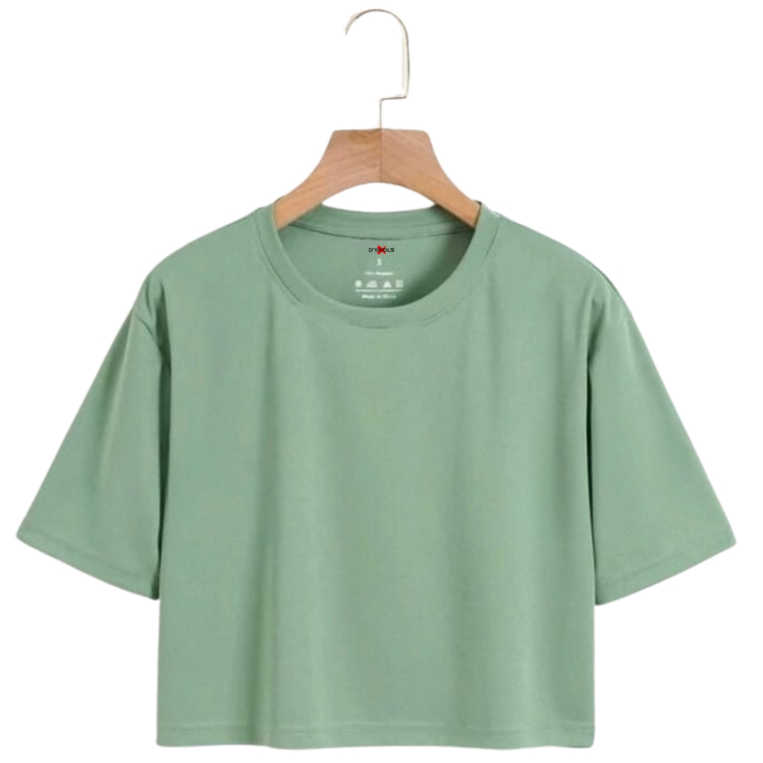 Plain Crop Tops Summer Round Neck Half Sleeves Gym Casual Printed Crop Tops For Girls Women And Ladies