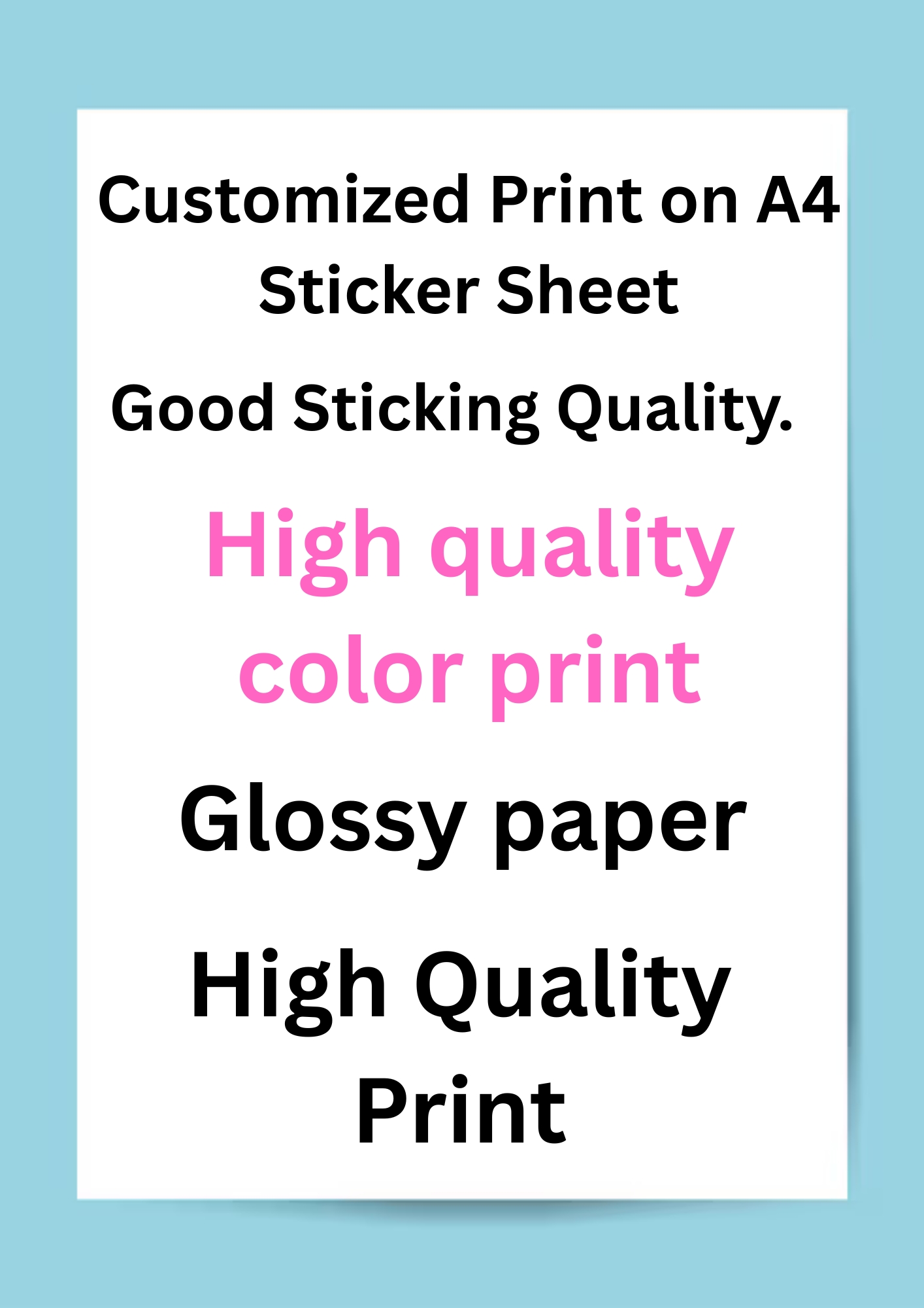 Customized A4 Sticker Sheet Printing – High-Quality Glossy Waterproof Color Prints for DIY, Journals & Businesses