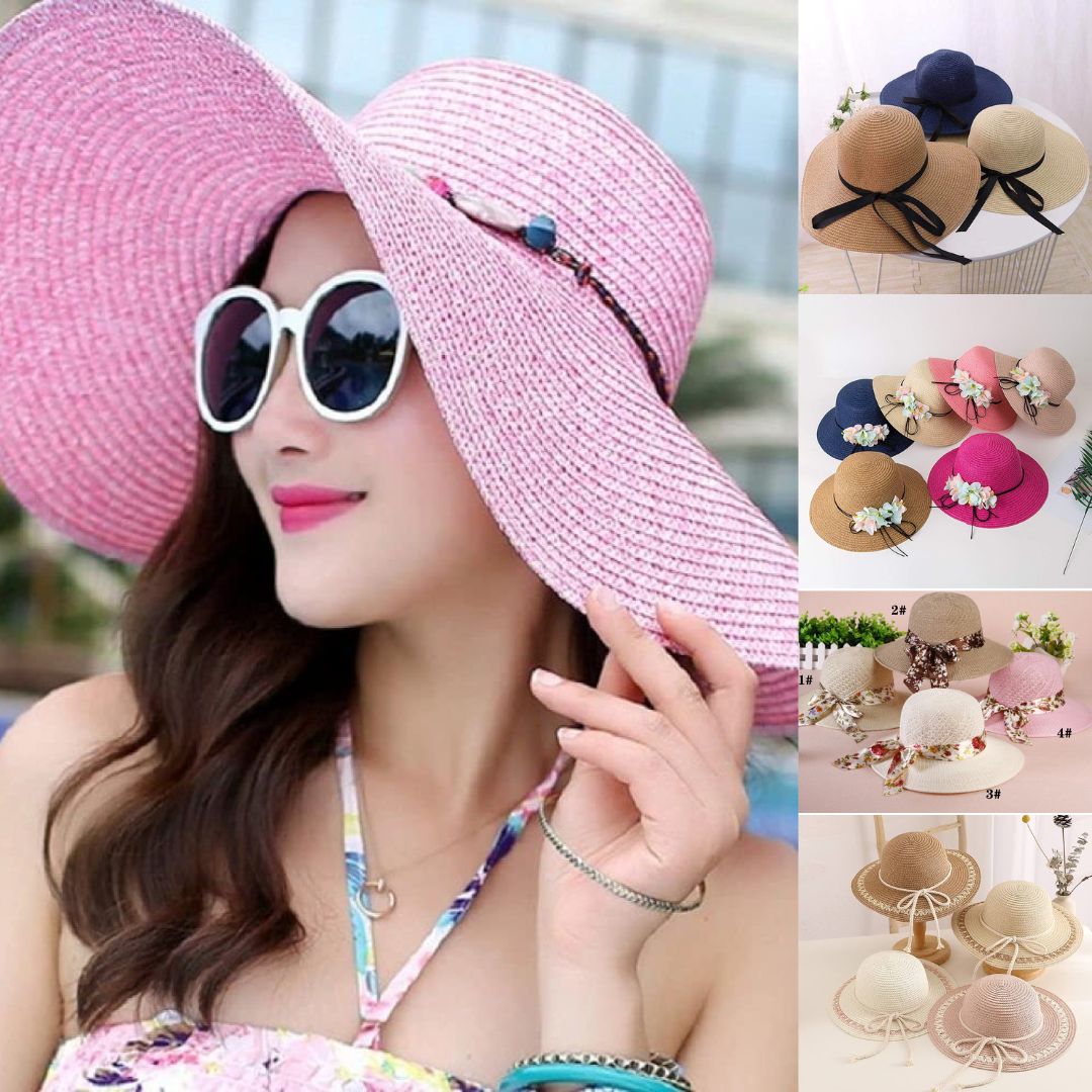 Premium Beach Sun Cap Stylish design for  Women Fashion Outdoor Picknic and Tour's Packable Summer Visor Hats Sweat-absorbing & comfortable Ideal for beach, travel, hiking & outdoor activities Portable Roll Up Wide Brim Sun Visor UV Protection Floppy Cap.