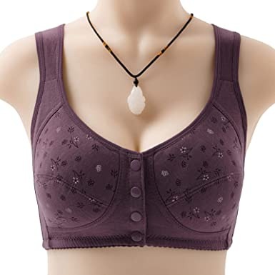 Breathable Seamless 3-Button Front Opening Nursing Bra for Maternity Support