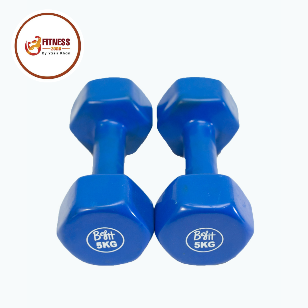 Vinyl Coated Dumbbells Pair (1kg to 5kg) – Non-Slip Fixed Weight Hand Dumbbells for Men & Women | Home Gym, Strength Training, Toning & Warm-Up | Colour-Coded, Floor-Friendly