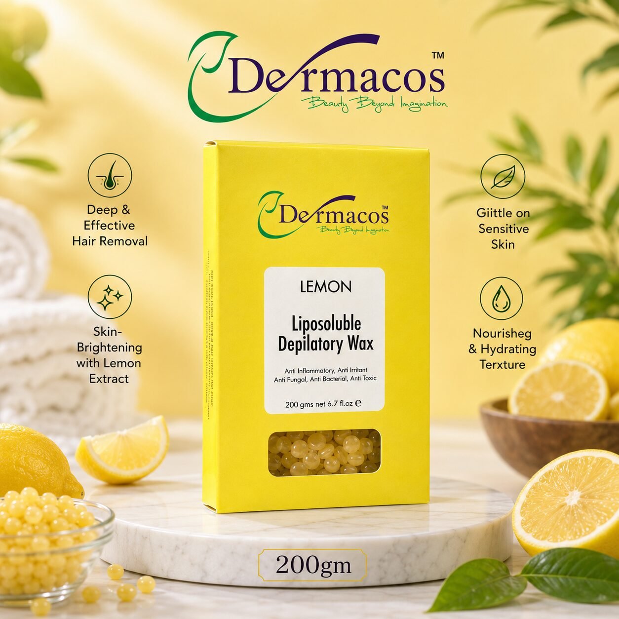 Lemon Liposoluble Depilatory Wax (200gm) | Hair Removal Care