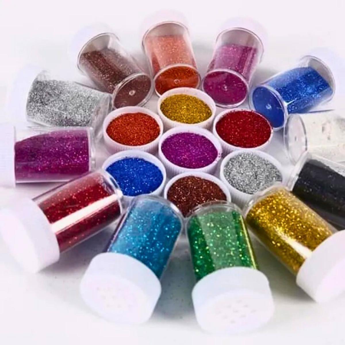 Pack of 12 Glitter Bottles for Art and Craft 10ml Glitter for Slime and Decoration Bright Glitter Eyeshadow