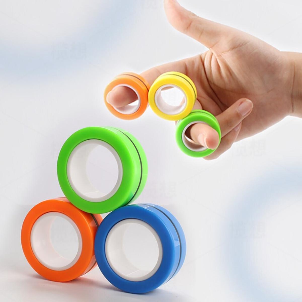 Pack of 3 Piece's - Random Color FinGears Magnetic Rings Anti-Stress FinGears Magnetic Ring Random Color Stress Relief Spinning Fidget Toy
