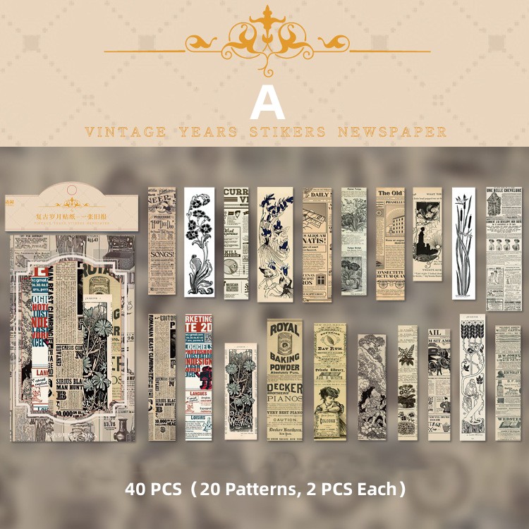RHS Online 40PCS Vintage Years Series Washi Stickers Album Diary