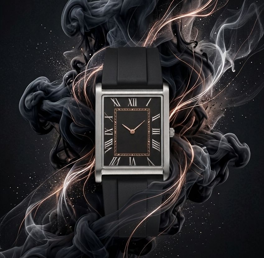 Leather Strap Watch For Men's – Stylish Fashion Quartz Silicone Soft Rubber PU Strap Waterproof Belt - Elegant Business Watches for Boy's in Rectangular Shape Dial Analog Old Money Time Classic Vintage Look For Men With Golden & Silver Case