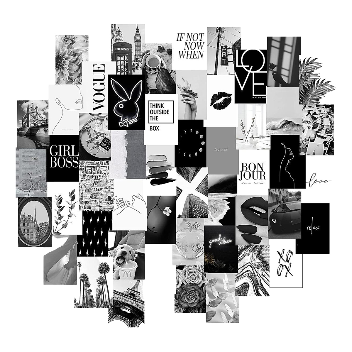 Customize 10 Black Theme Aesthetic Wall Photo Collage Cards 4x6'' For Wall Decorate