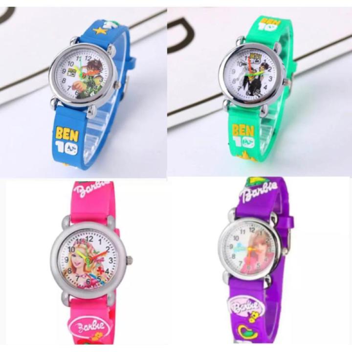 Girl Cartoon Style Watch Kid Analog Watch Wrist Watch Cartoon Watch For Kids Girl - Pink