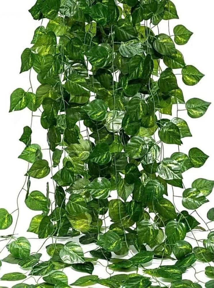 Artificial Plant Leaves with Fairy Lights – Battery Operated Money Plant Decoration for Room, Bedroom, Living Room, Wedding & Party Decoration | USB/Battery Powered Vines with Warm White LED