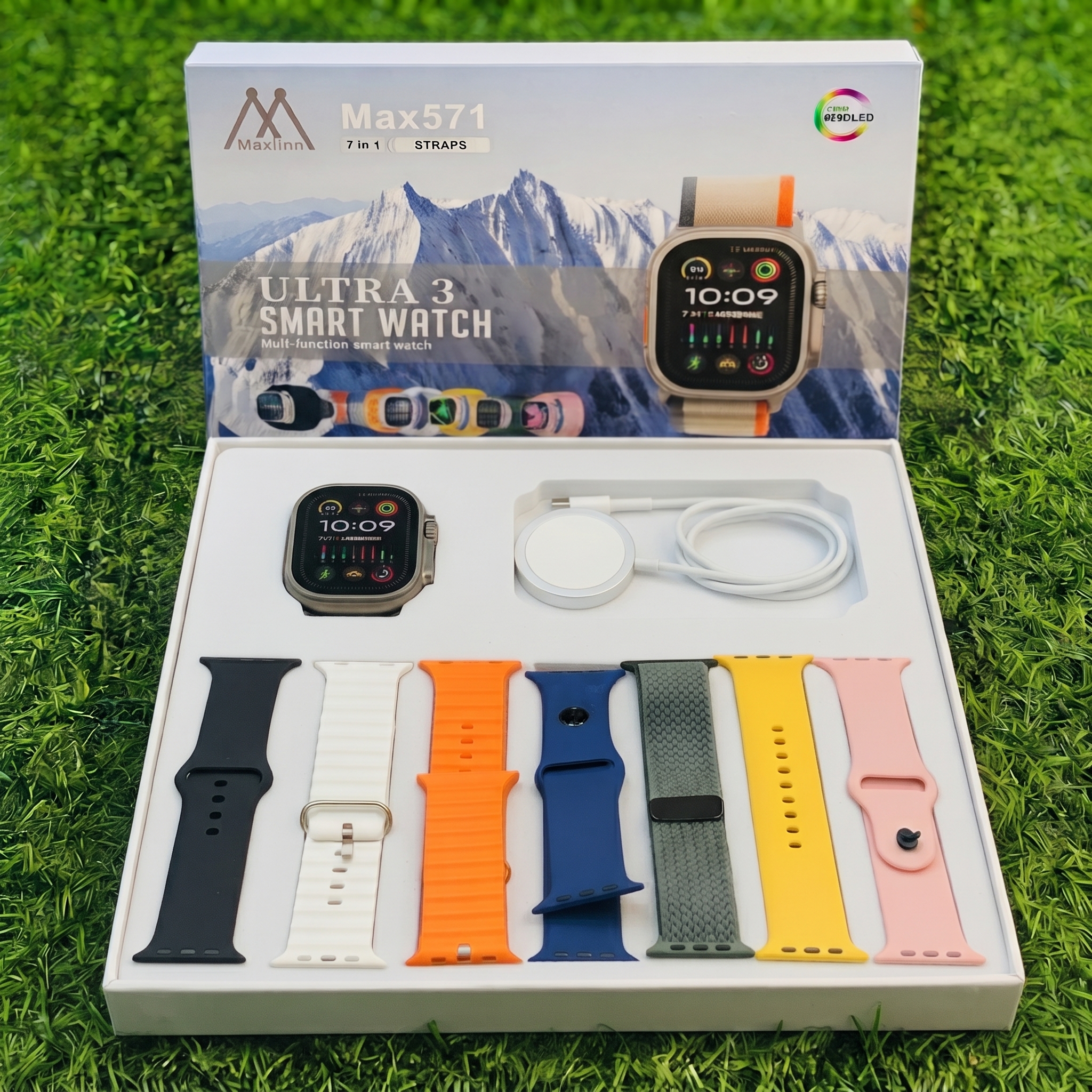 Max571 Ultra 3 Smart Watch 7 in 1 Straps Combo - 49mm HD Full Touch Display, Bluetooth Calling, Fitness & Health Tracker, Smartwatch for Men & Women