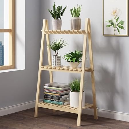 Wooden Plant Stand 2 And 3 Tier Foldable Flower Pot Display Shelf Rack ...