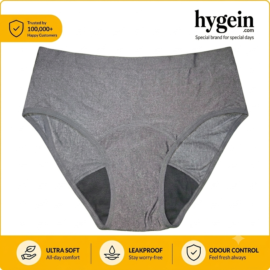 Hygein High Waist Reusable Period Underwear Brief Panties 4 Layers Leak Proof Highly Absorbency