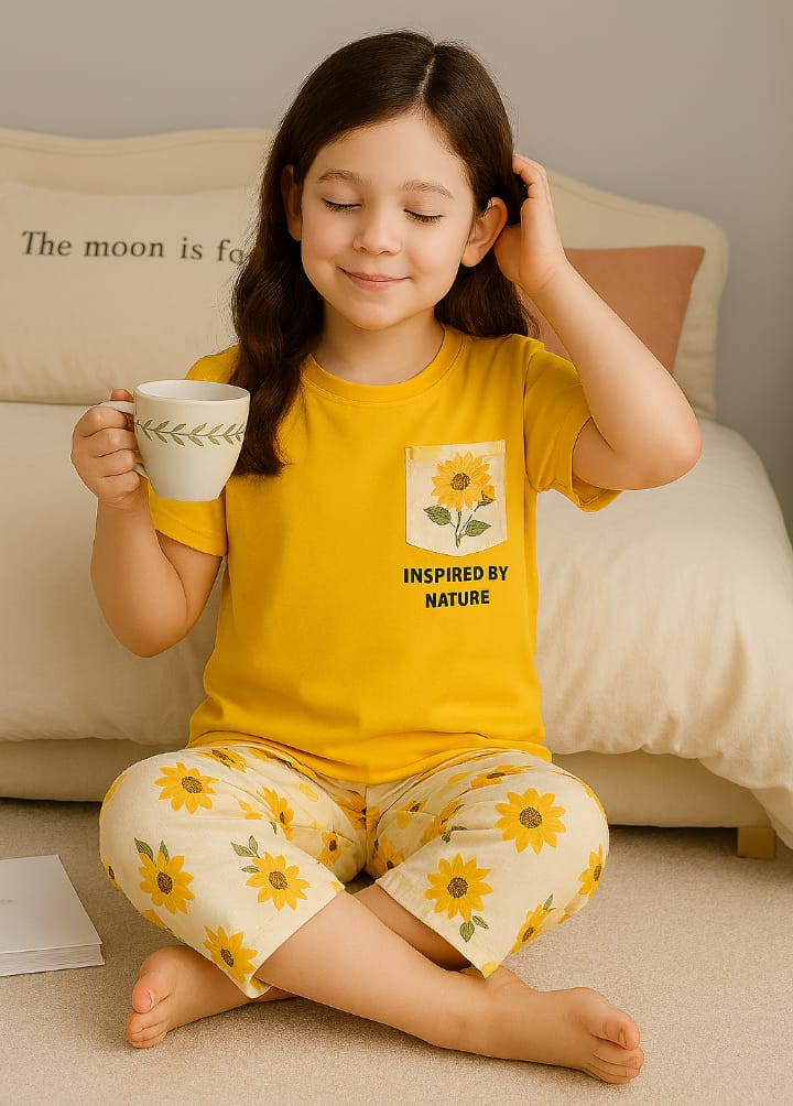 Red Pocket Printed T-Shirt & Floral Printed Trousers - Premium 2-Piece Night Dress for Women & Kids – Soft Cotton Jersey Night Suit Set – Loungewear – Casual Summer PJs Sleeping Suit Available Sizes Adult S to XL, Kids 7-14 Years Siddiqui's Store 01