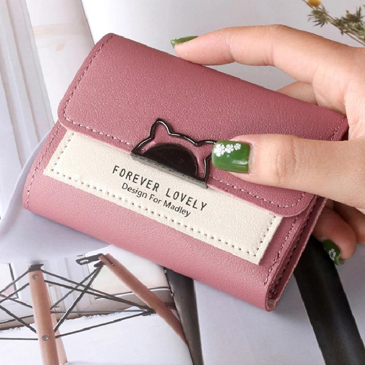 AIREEBAY mini wallet womens Fashion Purse female short small wallets korean style student lovely pink purse female wallet.