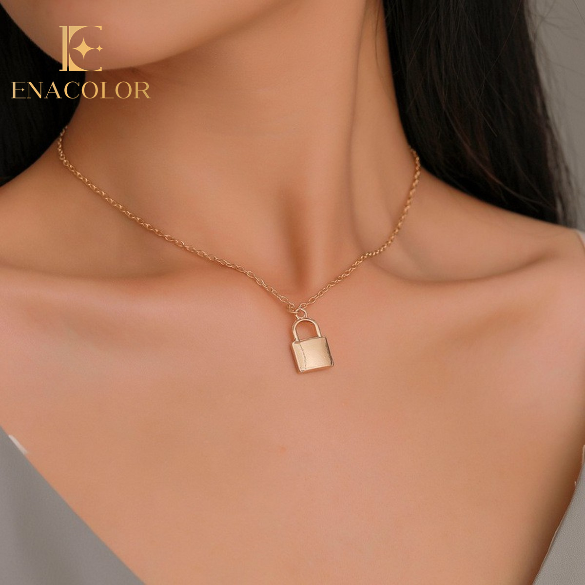 Metal Lock Necklace Pendant Women 