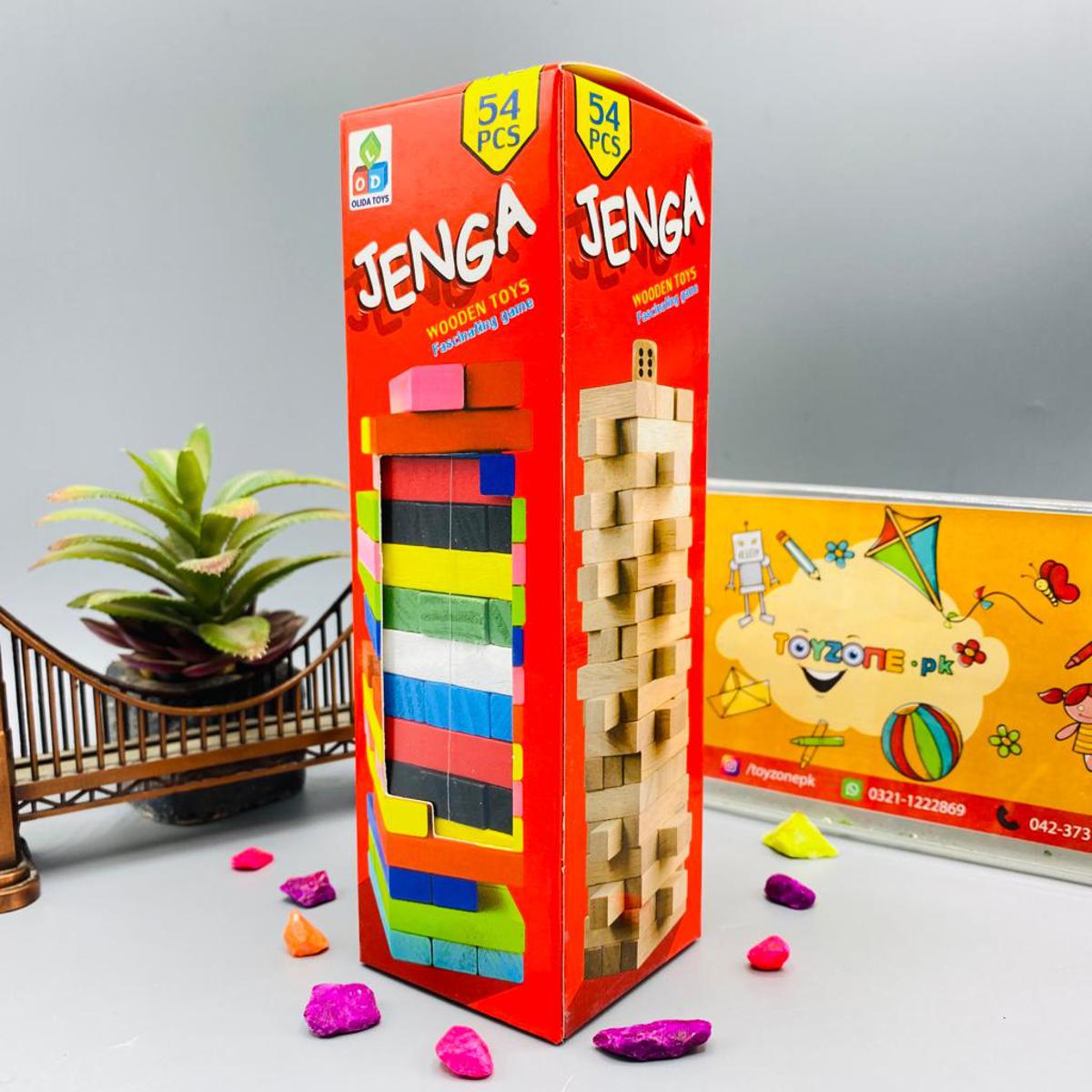 Wooden Rainbow Jenga 54 Pcs Block