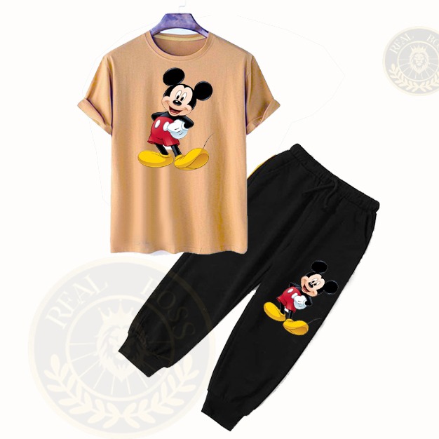 Girls Casual 2pcs Cartoon Kitty Graphic Short Sleeve T-shirt + Pants Set For Summer