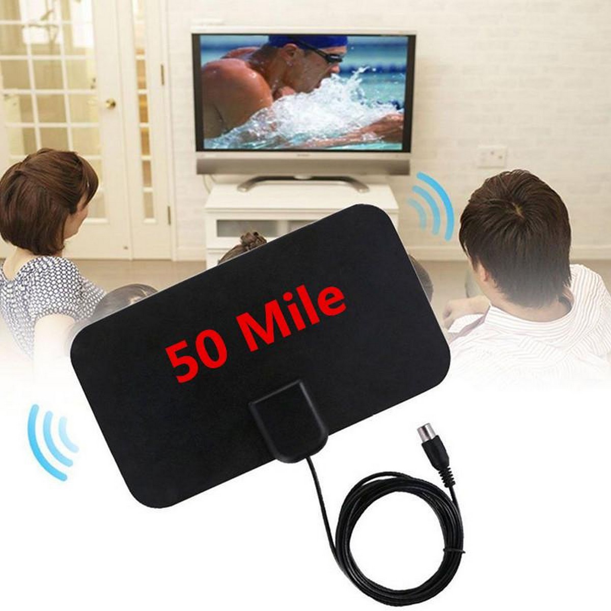 Huilopker 1080P HDTV Antenna with 13ft Long Cable Indoor Amplified 50-Mile Range HD Digital TV Antenna