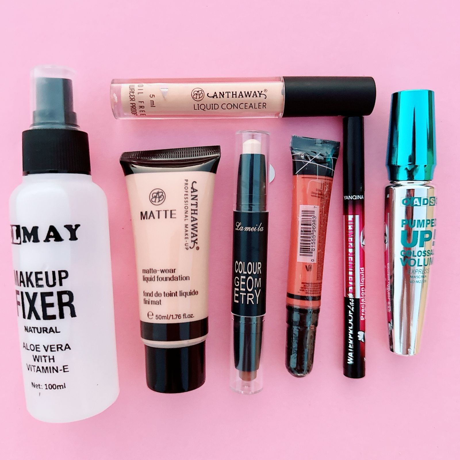 Makeup Deal of 07 - Makeup Fixer + Foundation Tube + Wonder Stick + Pro Concealer + 36H Liner + Mascara & Liquid Concealer