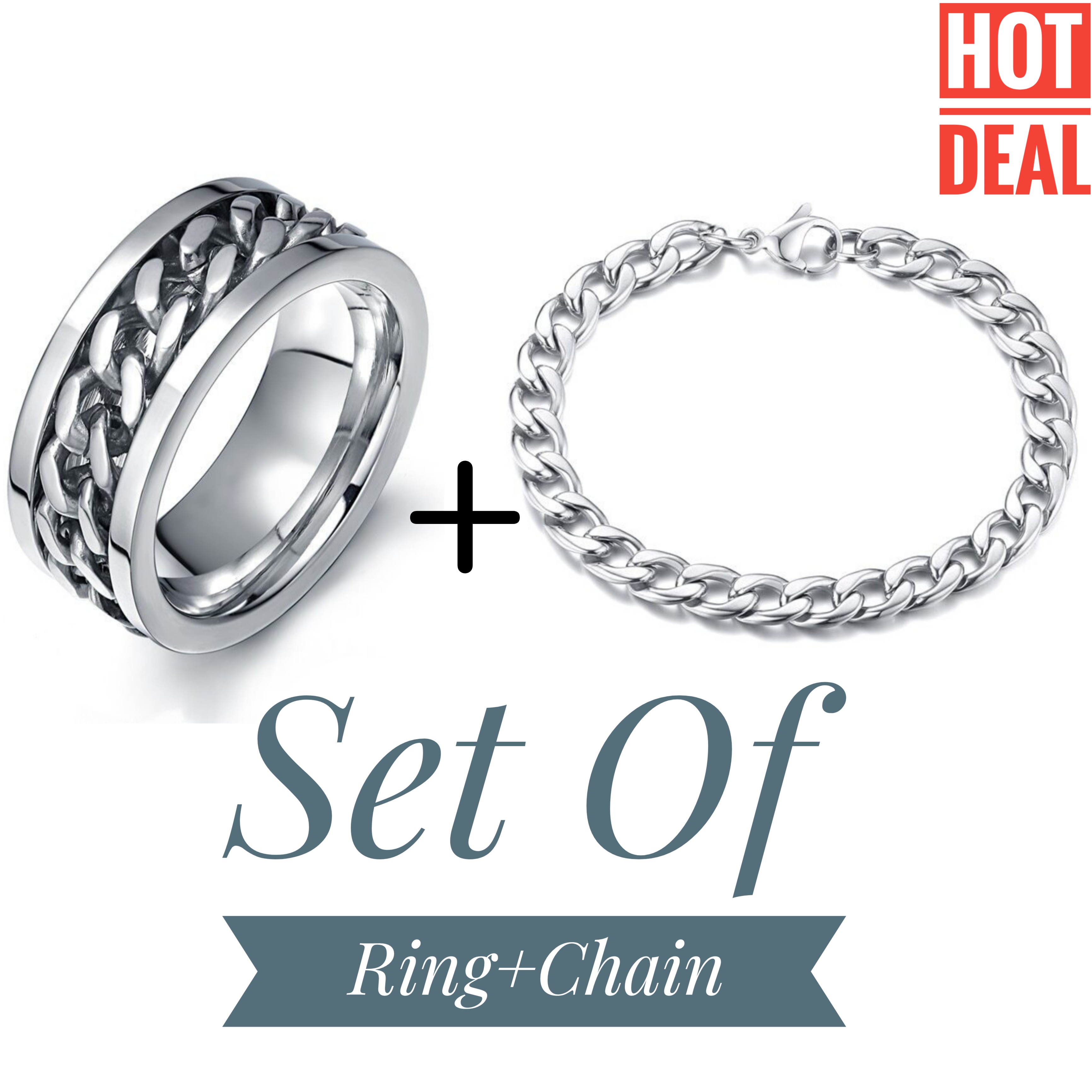 Stress Relieve Stainless Steel Jewellery Sets Spinner Ring And