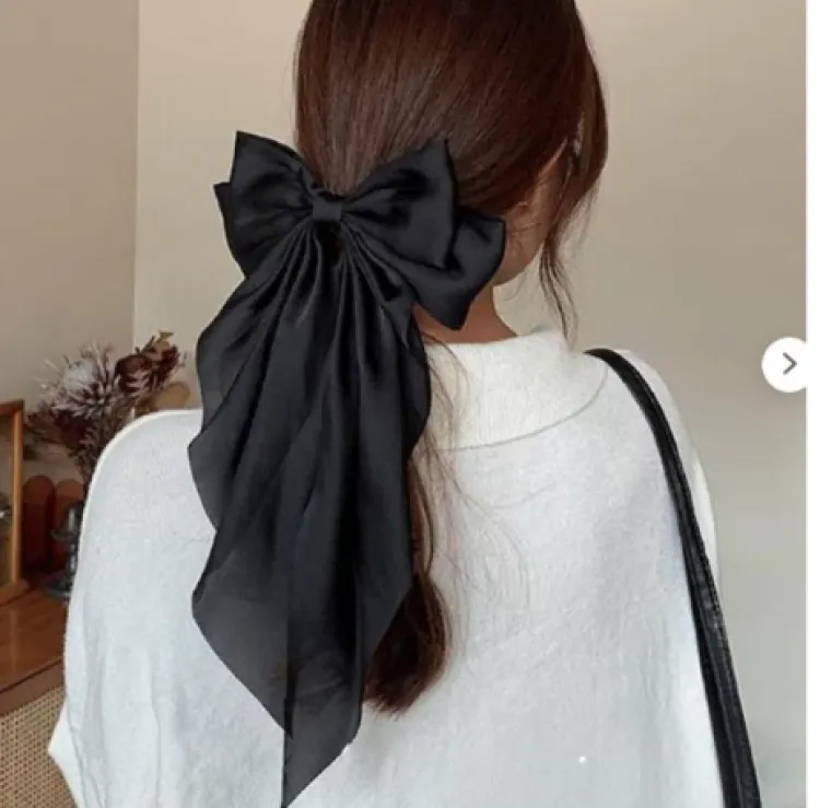 Big bow silk hair clip for woman Hair Ribbons for Stylish Girls