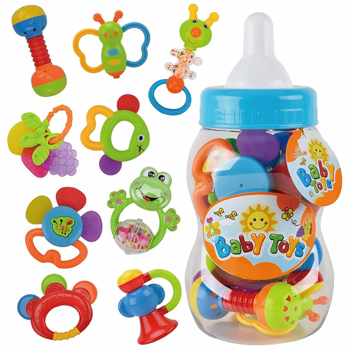 Rattle Toy Set - Infant Toys for Early Development, with Grab, Shake, and Teether Features, Musical Toys, Newborn Birthday and Baby Shower Gifts for Boys and Girls