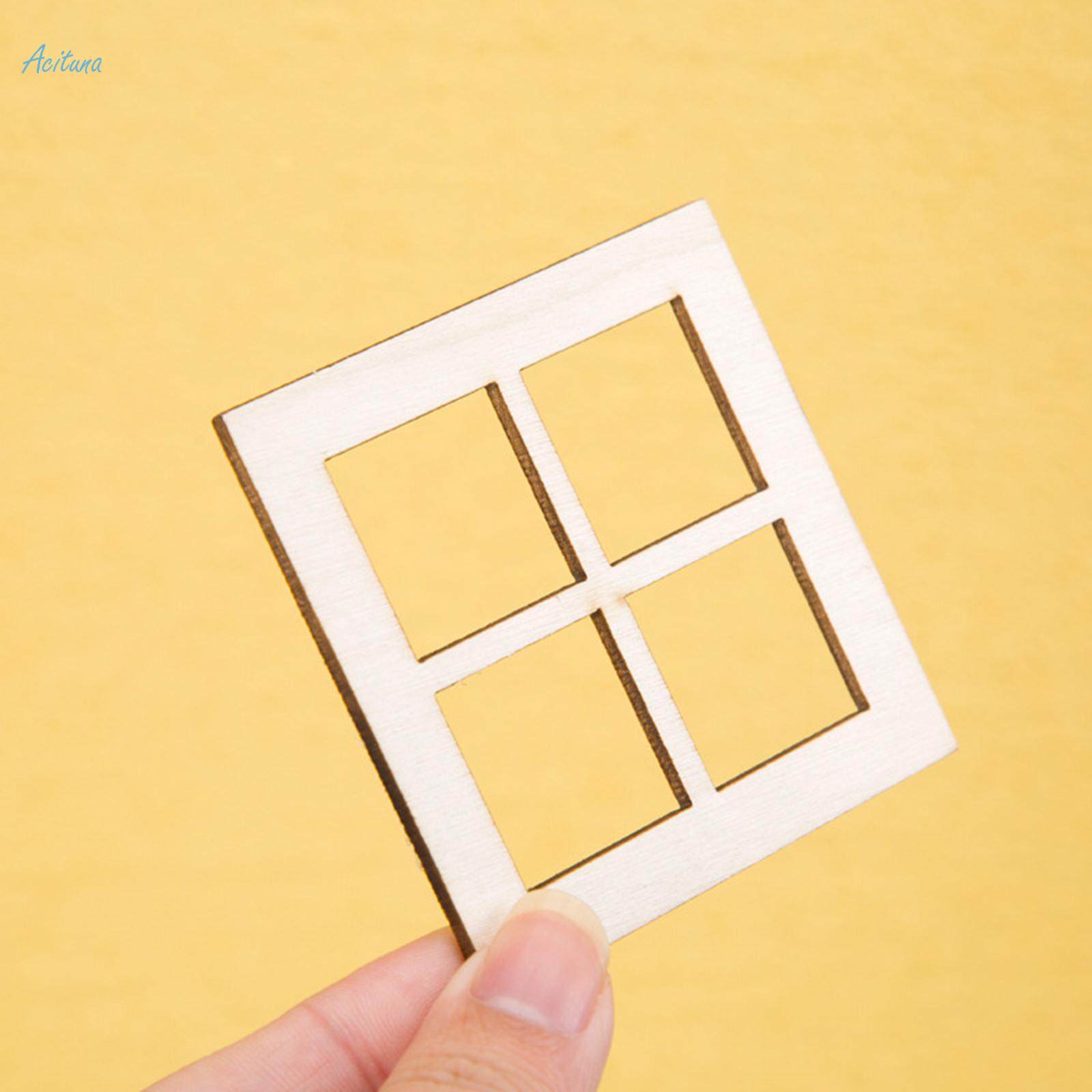 4x Mini DIY Shutters 1:12 Scale Tiny Wooden Window Model Miniatures ...