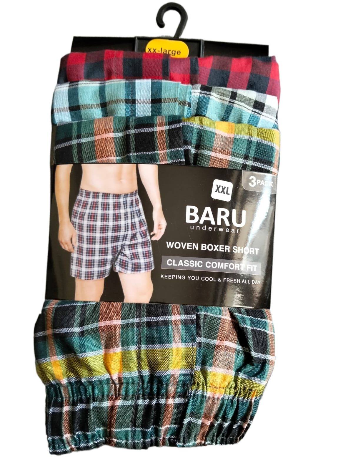 Mens Cotton Checkered Boxers Shorts Woven 3 Pack Soft Breathable Underwear M-2XL
