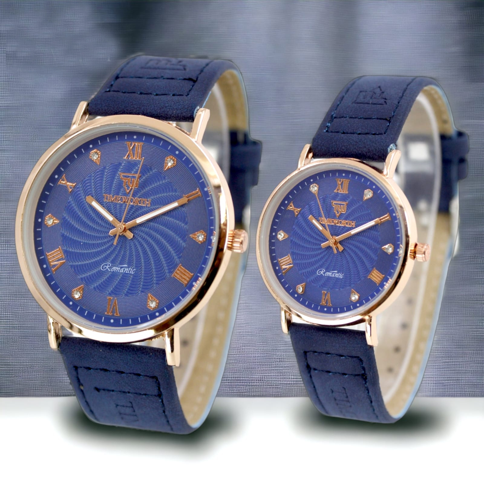 Fashionable Watches pack of 2 Precious Look Casual/Formal Round Black Premium Artificial Leather Watch For Couple, Couple Watches