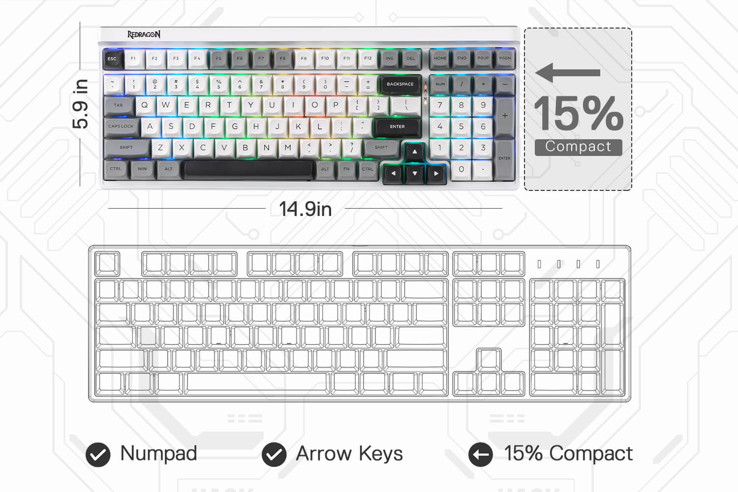 Redragon K656 PRO GAREN PRO 3-Mode Wireless RGB Gaming Keyboard with 100 Keys Mechanical Keyboard Hot-Swappable PBT Round Keycaps & Custom Linear Switch, MoonDust Gray 16 0ee29ca7c0d7360126743b8869d0ae18