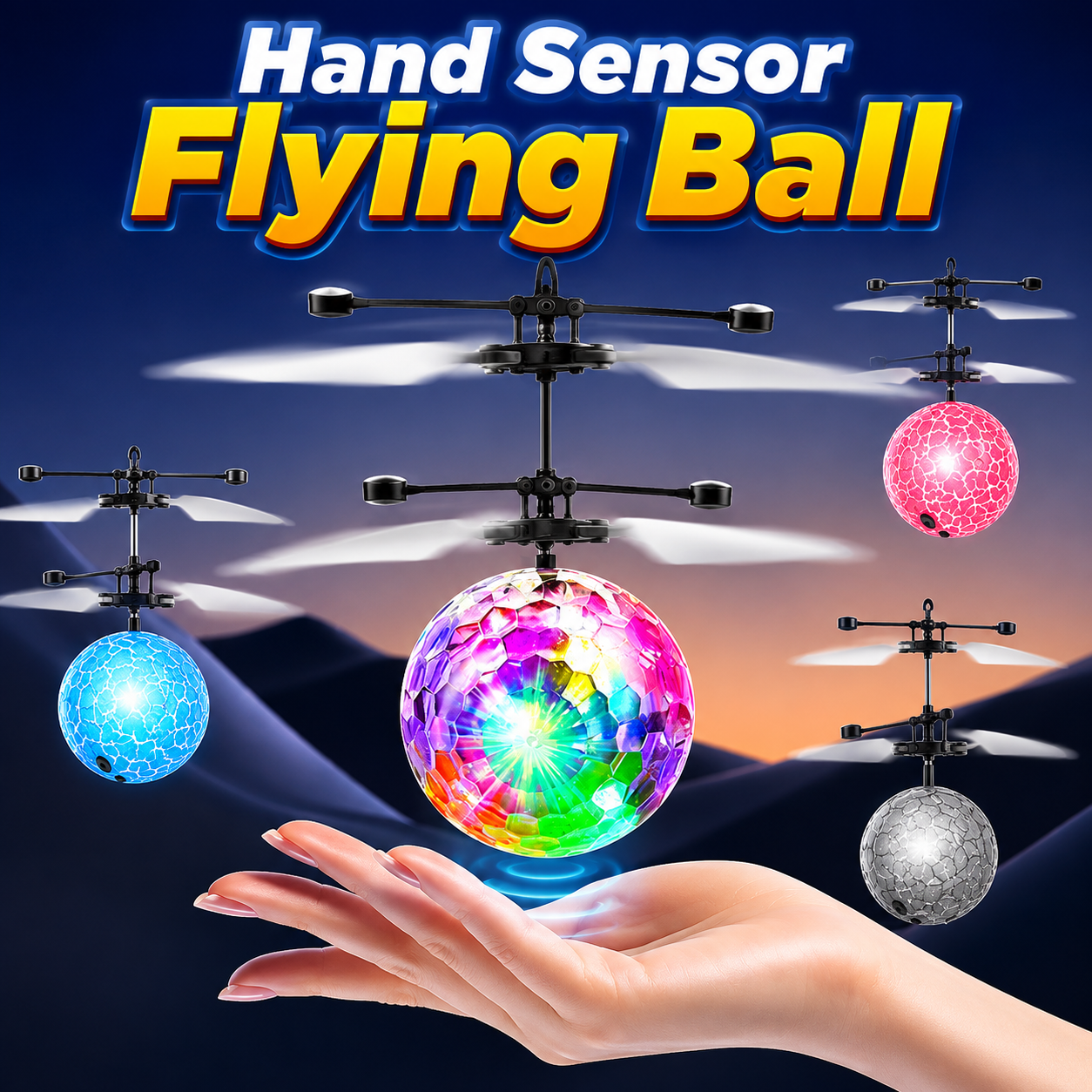 Doremon Crystal Induction Flying Ball - Interactive RC Helicopter Toy with LED Lights for Kids