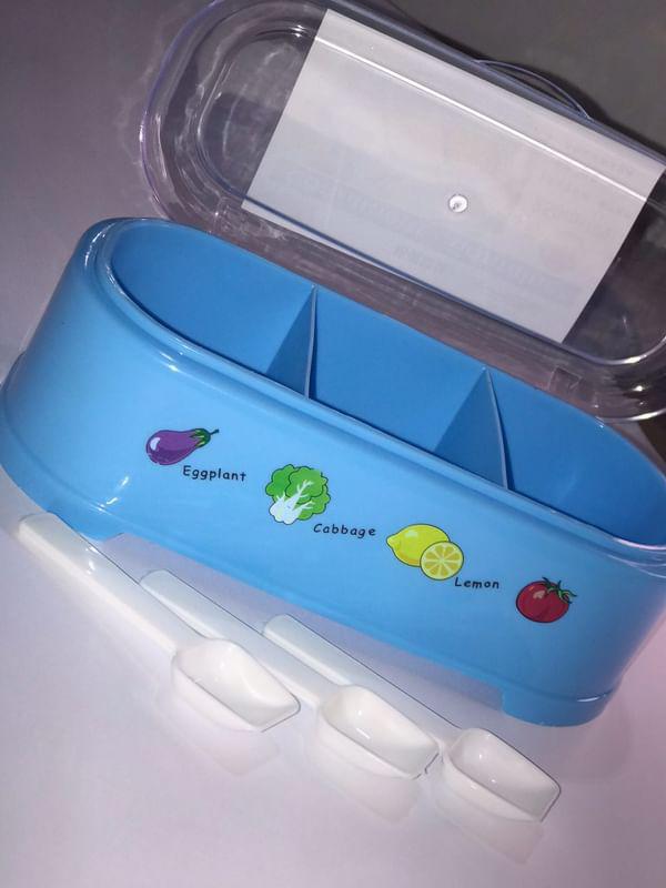 3 In 1 Partition Kitchen Seasoning Box Masala With Spoon/ Spices ...