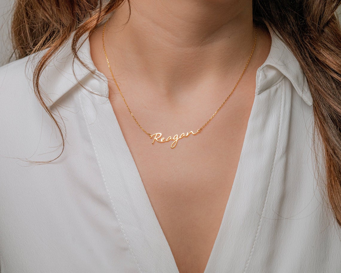 TJL 24K Gold Plated Name Necklace 