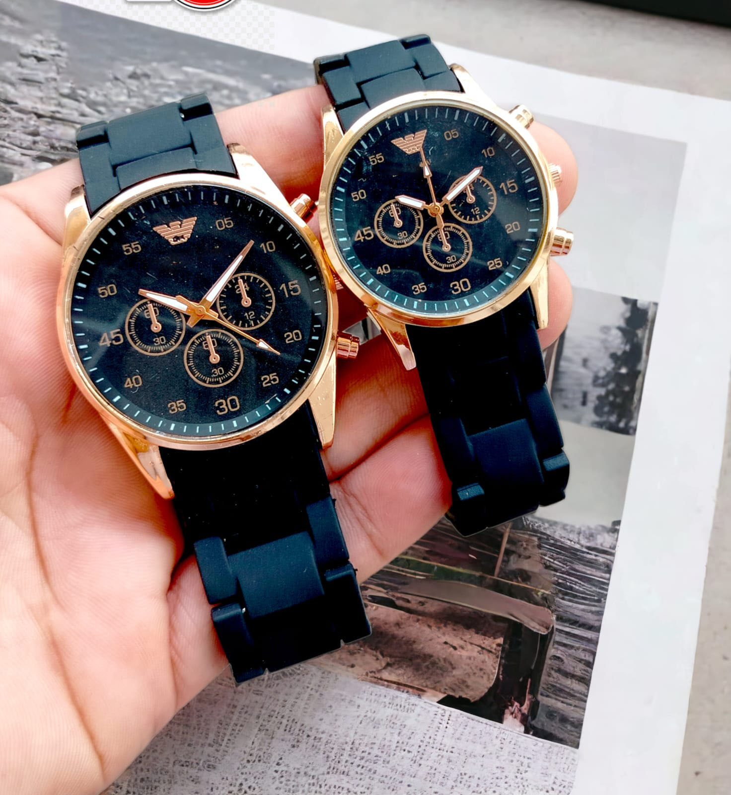 Couple Watch Rubber Chain Strap Puch Button Lock