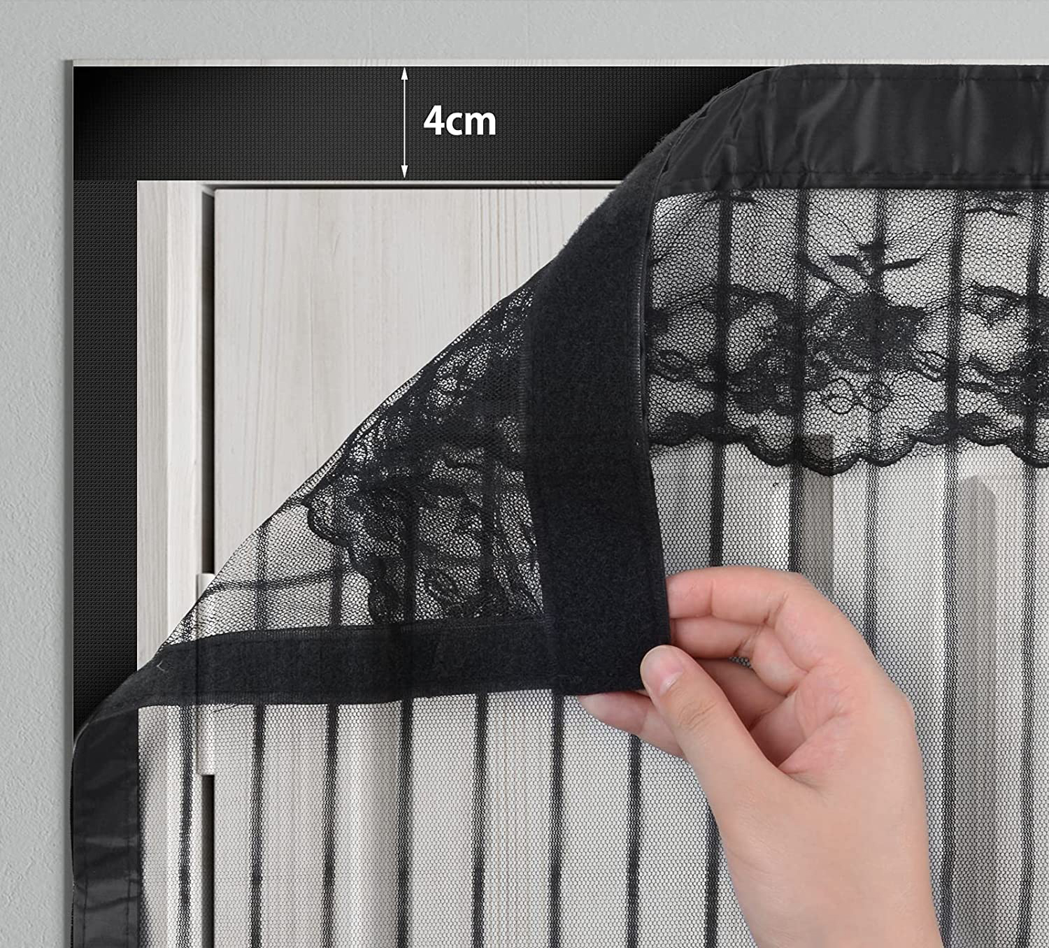 affordHUB - Anti Mosquito Net - Magnetic Mesh Screen - Hands-Free Curtain - Automatic Closing Door Mesh - Anti Insect Bug Fly Partition - Striped Door Curtain - Size 100x210cm