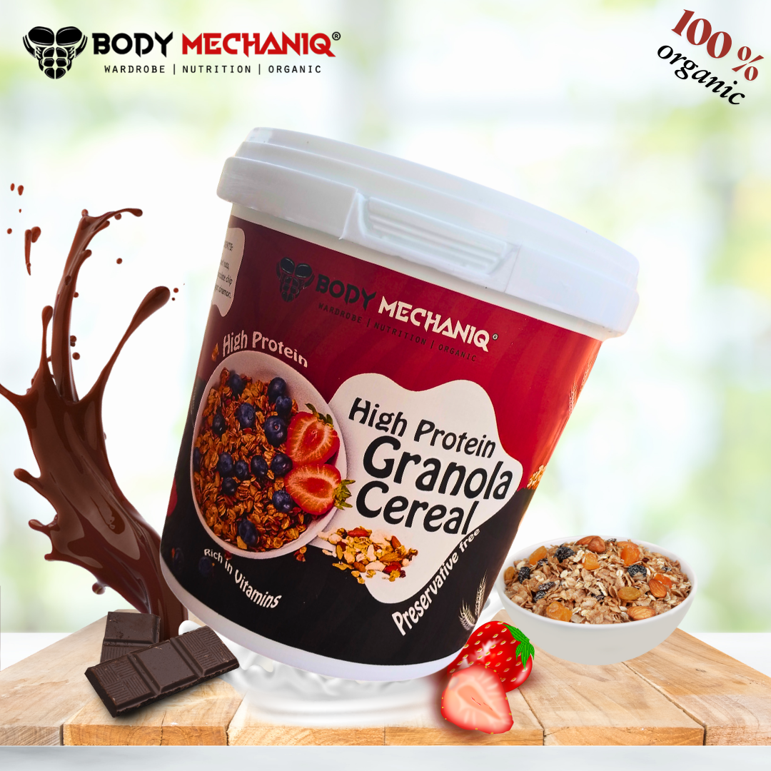 BODY MECHANIQ Organic High Protein Granola Cereal - Vegetarian, Preservative-Free, Rich in Vitamins, Single Pack price in Pakistan