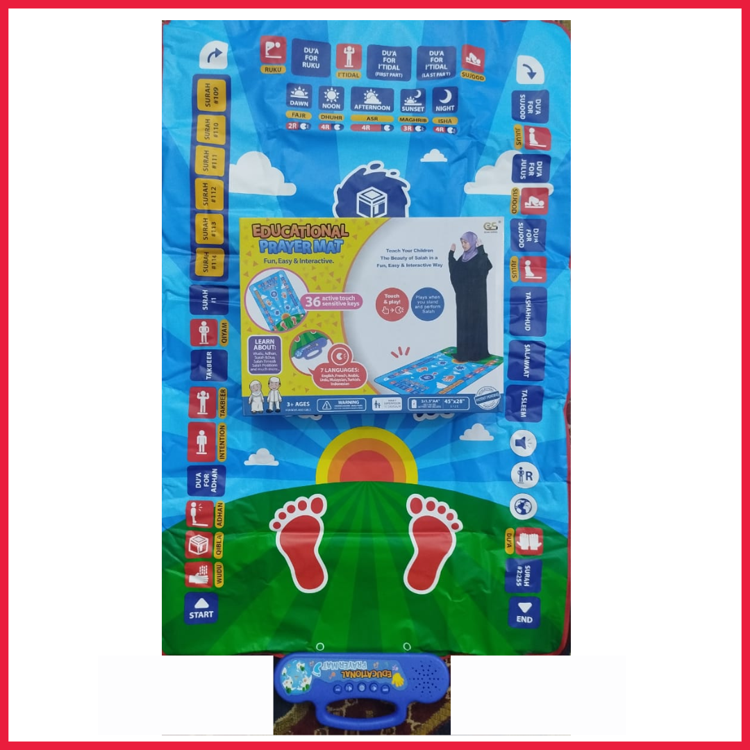 Educational Prayer Mat for Kids with Sound for Kids Learning - Electronic Jay Namaz with Complete Namaz