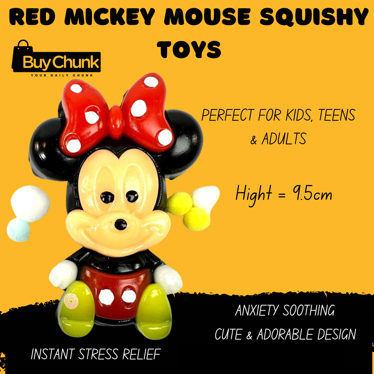 Squishy Toy | Cute Hello Kitty  and Micky Mouse Squishy for Stress Relief | Hello Kitty and Micky Mouse Soft Stress Reliever Toy | Anti-Anxiety Squishy for Kids & Teens